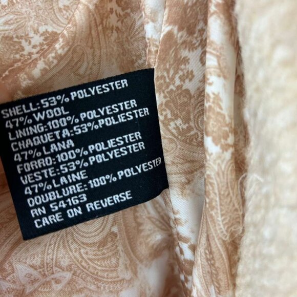 Vintage Guess Women's S Peacoat Cream Wool Blend Double Breasted Fit Flare Coat - Picture 8 of 16